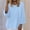 Light Blue, variant on Women's Round Neck 3/4 Dolman Sleeve Ribbed Top Loose Fit High-Low Hem Plus Size Casual Blouse Airy Daily Wear Camisa de Mujer