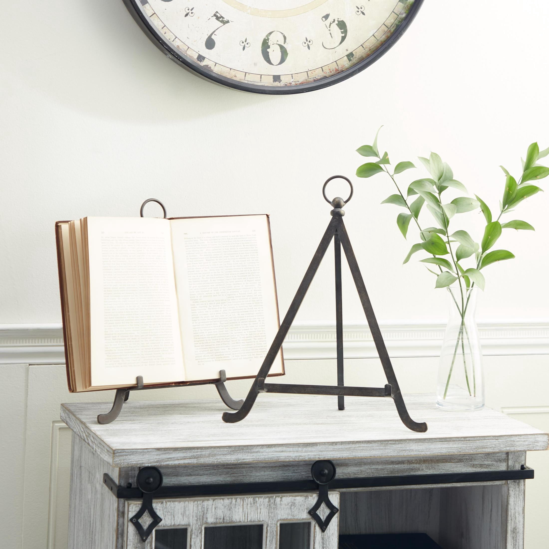 DecMode 13", 15"H Bronze Metal Tabletop Triangle Easel with Foldable Stand, 2-Pieces