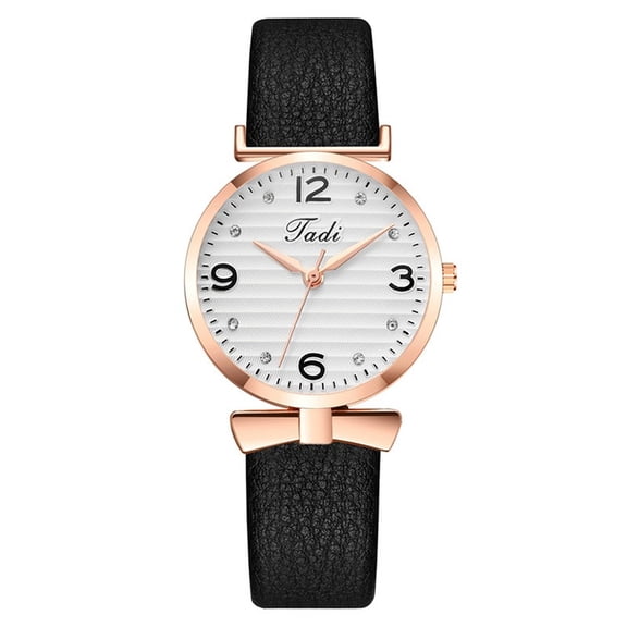 Resicozy Women's Leather Strap Watches Round Dial Classic Business Casual Ladies Wrist Watch Black