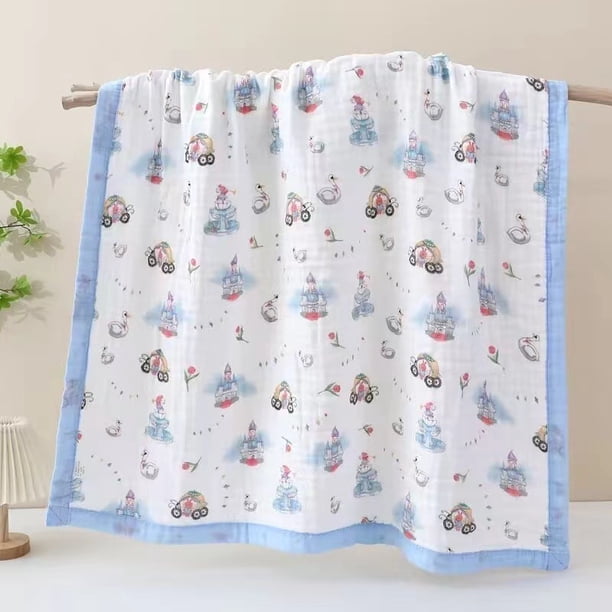 Toalla de baño de gasa de seis capas de algodón, colcha de verano para bebé, manta para empujar al bebé, colcha de aire acondicionado de verano para jardín de infantes, dibujos animados