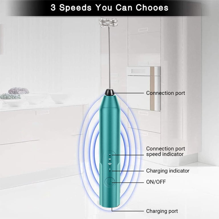 COWIN Handheld Milk Frother Wand, Rechargeable, Blue photo 4