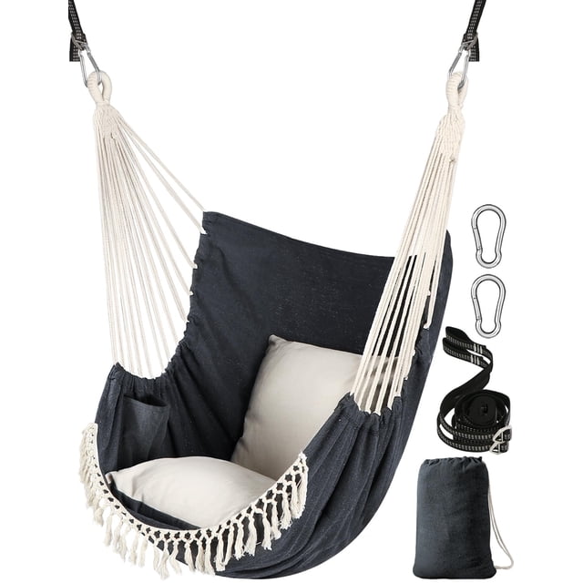 Silla Hamaca Colgante Chihee con 2 Almohadas Gris Oscuro
