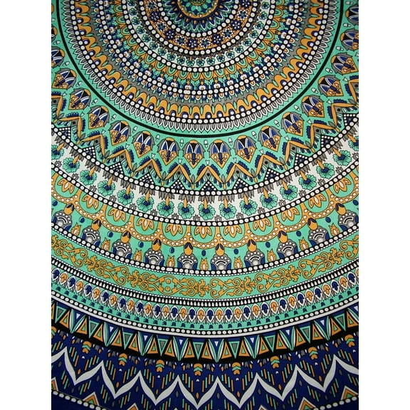 Geometric Pattern Round Cotton Tablecloth 90" x 90" Multi Color