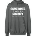 thumbnail image 2 of OXI Hoodie Sweatshirt - I Wake Up Grumpy, Basic Casual Hoodie for Men's and Women Fleece Hoodie Long Sleeve - Graphite Heather Large, 2 of 3