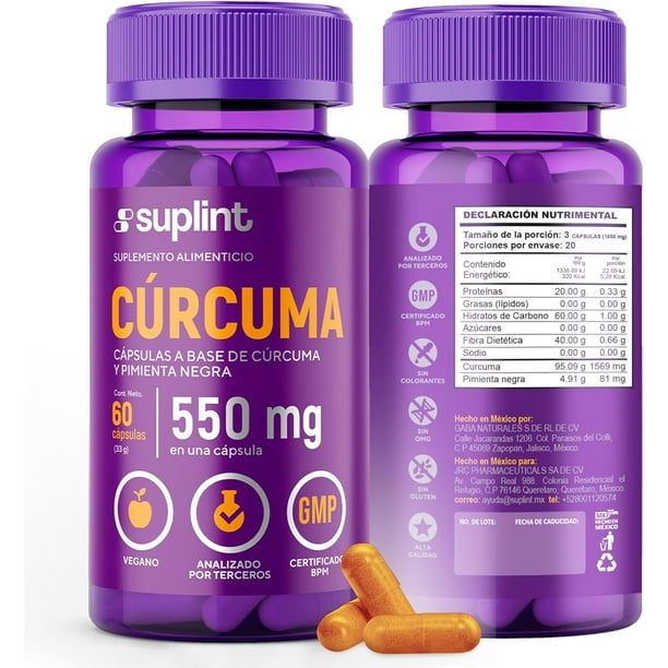 Suplemento de Cúrcuma Curcumina 1569 MG con Pimienta Negra | Complejo para Alivio de Dolor Articular | Apoyo para Inmunidad, Hígado y Digestión | Vegano, Sin OGM | Fabricado en Holanda | 60 Cápsulas