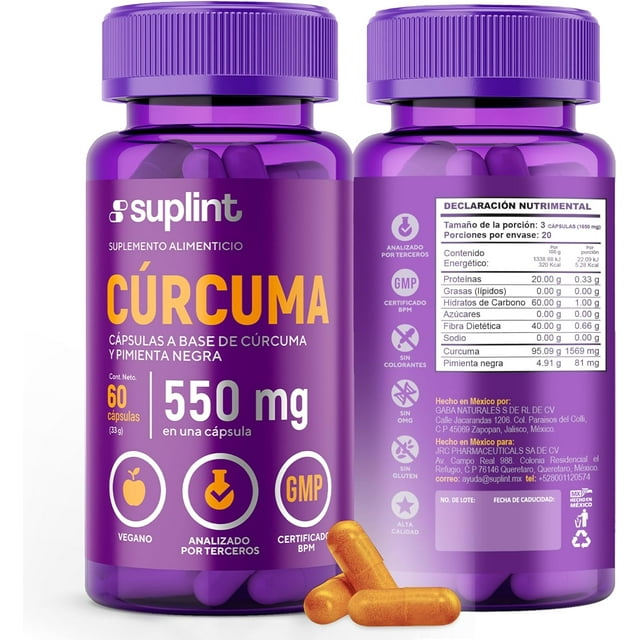 Suplemento de Cúrcuma Curcumina 1569 MG con Pimienta Negra | Complejo para Alivio de Dolor Articular | Apoyo para Inmunidad, Hígado y Digestión | Vegano, Sin OGM | Fabricado en Holanda | 60 Cápsulas