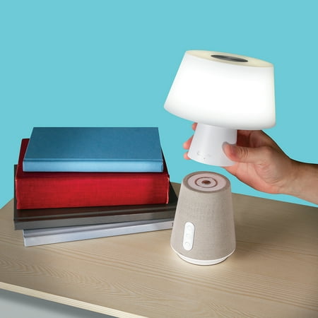 OttLite - Entertain LED Bluetooth Speaker Lamp w/ 3 Brightness Settings, 3 Light Temperatures Settings, Removeable Emergency Light - Gray and White