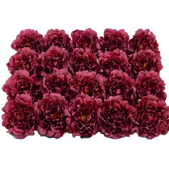 20pcs 5" Artificial Flower Peonies, Silk Peonies with 6" Stems, Flowers Suitable for Wedding Bouquets, Home Party Decoration (Wine Red)