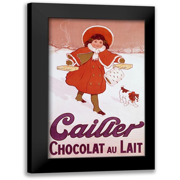 Vintage Apple Collection 10x14 Black Modern Framed Museum Art Print Titled - Cailler Orange Coat Little Girl