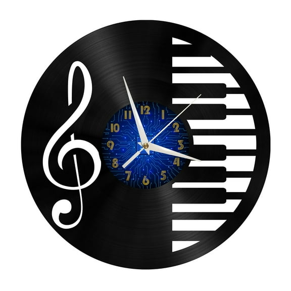 Piano keyboard music performance 3 Vinyl Record Wall Clock for Kitchen Wall Decor Wall Art Gift for Lover Gift Idea for a Best Friend(B)