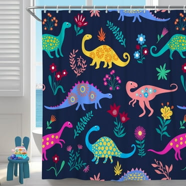 Cartoon Dinosaur Shower Curtain For Kids Boys Bath Waterproof Fabric Bathroom Decor,72x72inch