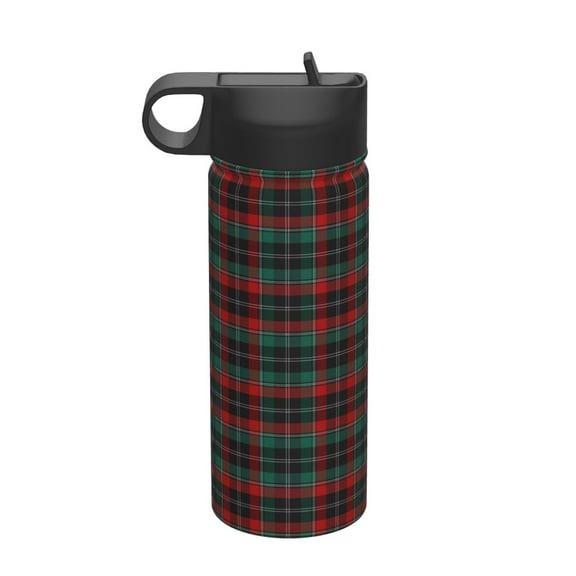 Goofa Tartan Plaid for Insulated Kettle 18oz Water Bottle Insulated Tumbler with Handle & Flip Straw - Fits in Cup Holder, Leak Resistant Tumbler