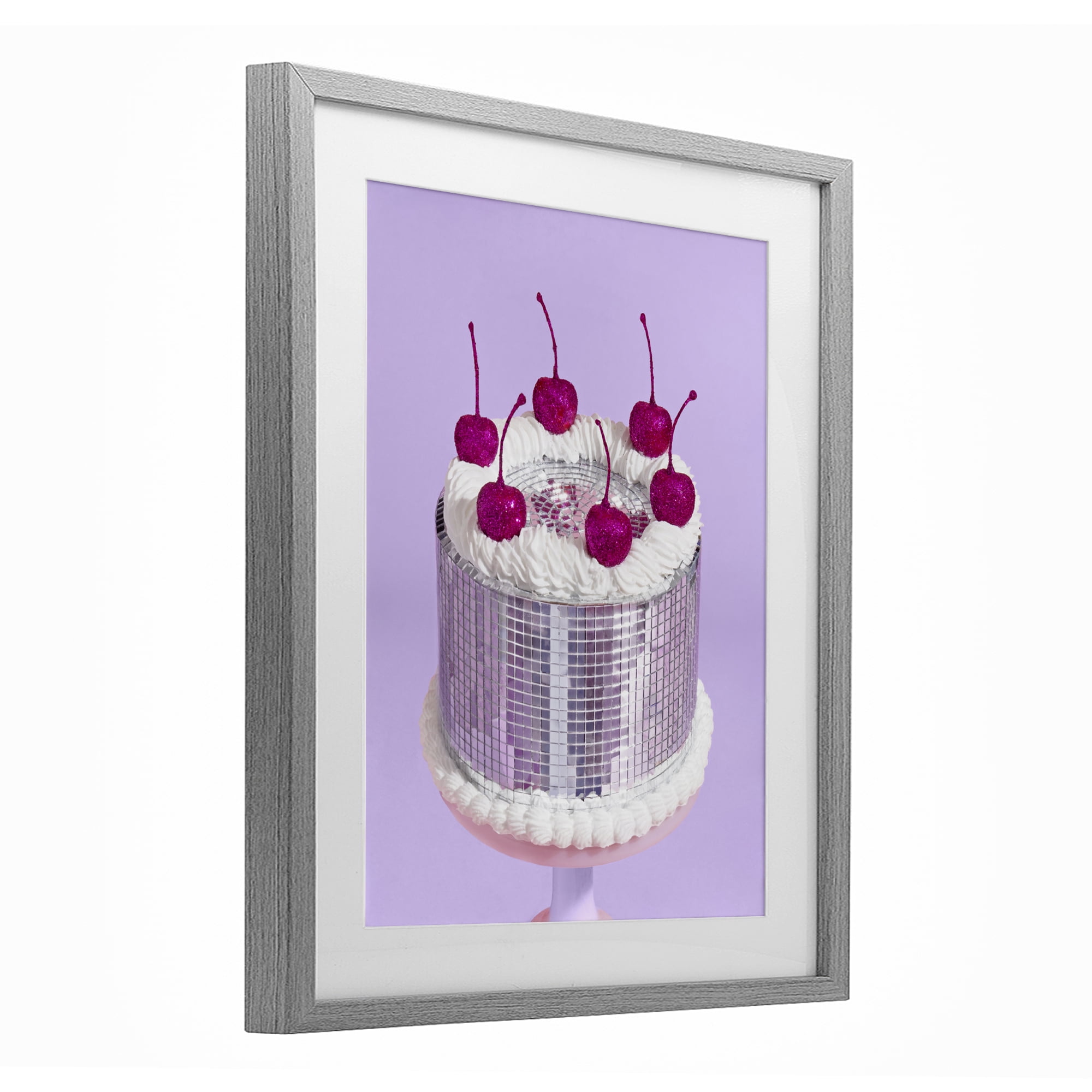 Stupell Industries Gleaming Disco Cake Gray Framed Print Under Glass, design by LISH Creative