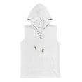 thumbnail image 4 of ZCFZJW Mens Lightweight Thin Hoodie Tank Tops Trendy Solid Color Casual Summer Sleeveless Cross Bandage V Neck Hooded Pullover T-Shirts with Pockets White S, 4 of 7