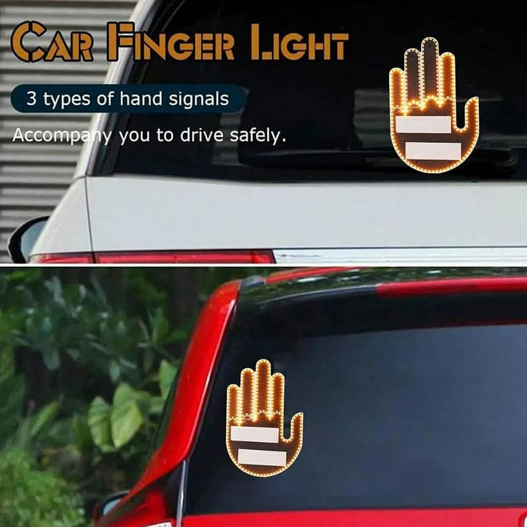 Light Follow Slow Downled Gesture Light For Car - Middle Finger Warning  Sign With Remote