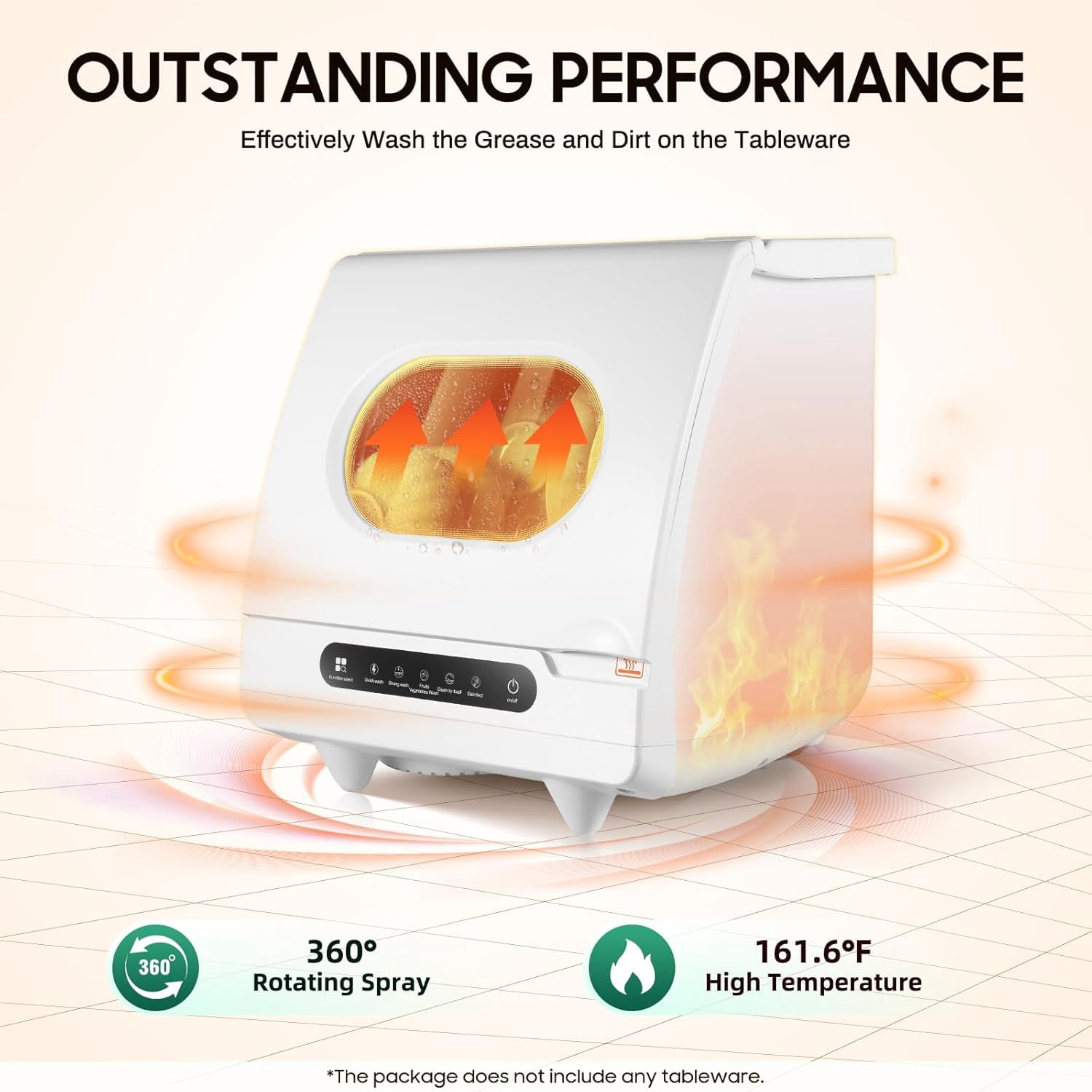 Miumaeov Portable Dishwasher Countertop, Mini Dishwasher with 5 Programs161.6℉ High-Temp& Air-Dry Function for Apartments Boats Campers RVS