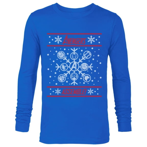Marvel Avengers Assemble Holiday Sweater - Long Sleeve T-Shirt for Men - Customized-Navy