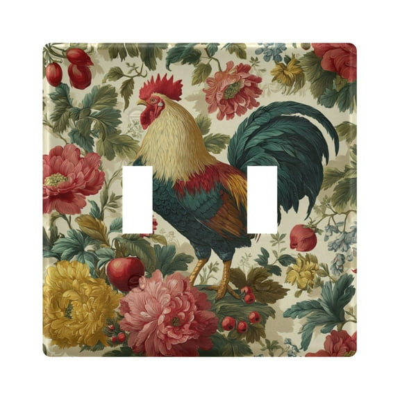 Rooster and Vintage Floral Decorative Light Switch Plates Switch Cover Decorative Wall Plates Ideal for Living Room Kitchen Bedroom and Study