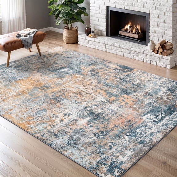 Roomisland Area Rugs 5x7FT Washable for Living Room, Non Slip Modern Abstract Carpet Stain Resistant Soft Low Pile Indoor Floor Rug for Bedroom Kitchen Home Office