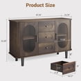 thumbnail image 3 of Studyset 47" Sideboard Buffet Cabinet with Fluted Glass Doors & 3 Drawers,Mid-Century Credenza Storage with Adjustable Shelves,Modern Coffee Bar Cabinet for Kitchen,Dining Room,Living Room, 3 of 7