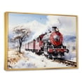 thumbnail image 2 of Designart "Countryside Charm Red and White Train" Performing Arts Framed Wall Art - Modern Farmhouse Red Transportation Train Entryway Framed Wall Art, 2 of 6