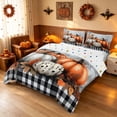 thumbnail image 2 of Homewish Watercolor Pumpkin Duvet Cover Queen, Botanical Plant Queen Bedding, White Black Orange Gray, Polka Dots Reversible 3 Pieces, 1 Duvet Cover and 2 Pillowcases, 2 of 6