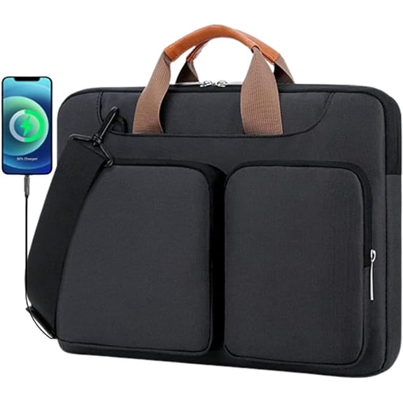 CHARGELLA 16 Inch Premium Laptop/Notebook Bag, Expandable Briefcase - Computer Bag for Men & Women, Laptop Shoulder Bag with USB Charging Port, Messenger Bag for Travel, Business, & School