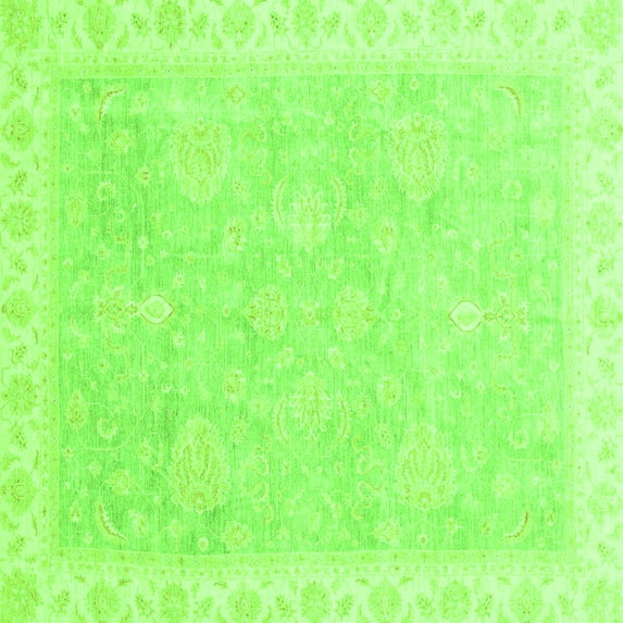 Ahgly Company Indoor Square Oriental Green Traditional Area Rugs, 6' Square