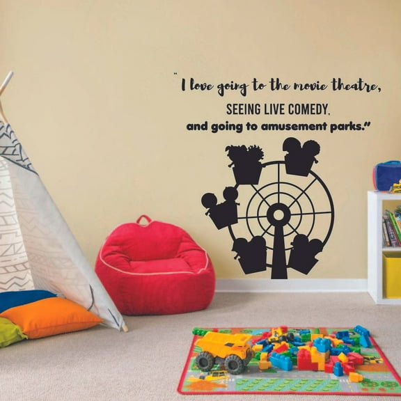 I Love Going To The Movie Theater Seeing Live Comedy And Going To Amusement Parks Carnival Quote Wall Sticker Vinyl Decal Decor For Boys/Girls Childrens Room Home Bedroom Decoration Size (40x40 inch)