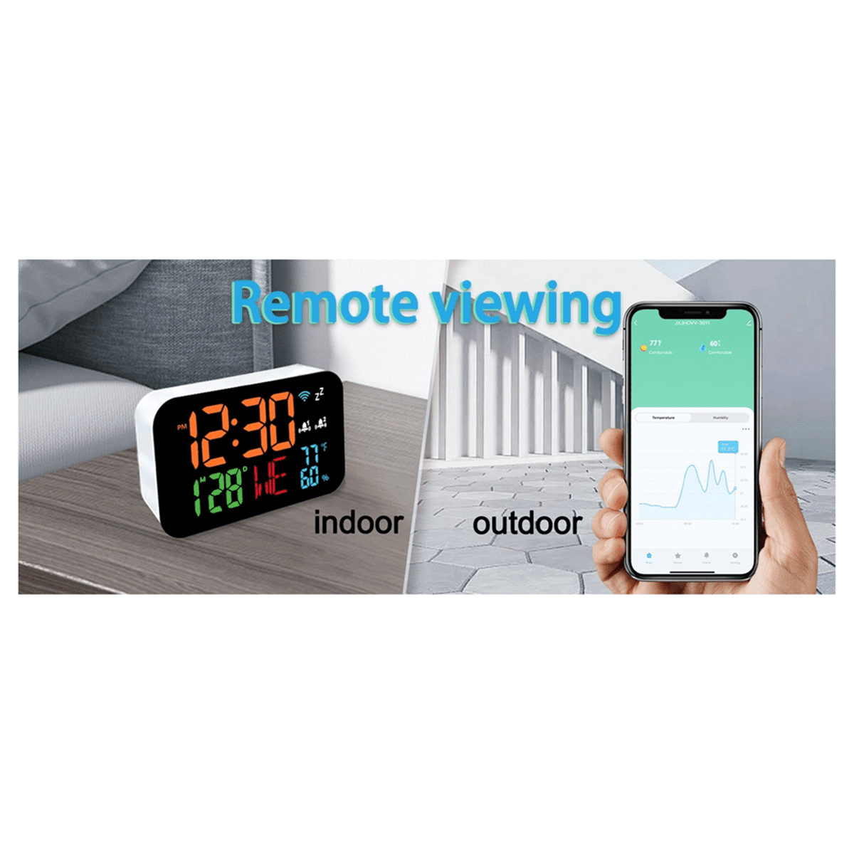Tuya WiFi Clock Calendar Intelligent Thermometer Hygrometer with Digital LED Display Support WIFI Auto-Calibration