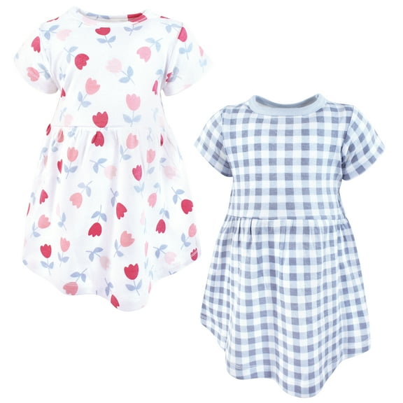 Luvable Friends Hudson Baby Dresses 2pk, Blossom Tulip Set, 0-3M