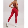 thumbnail image 3 of PISONIC Workout Workout Sets Color Block Twist Back Layered Sports Bra Twist Waist Leggings Gym Yoga Outfits, 3 of 9