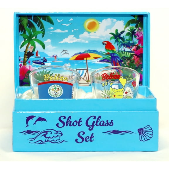 Belize Central America Boxed Shot Glass Set (Set of 2)