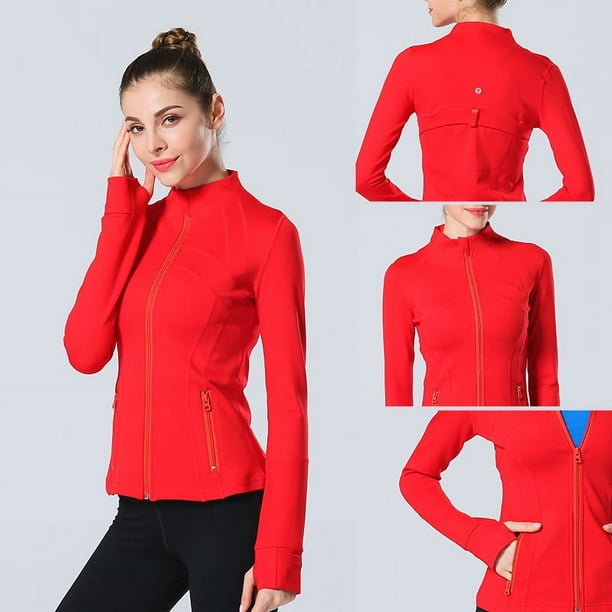 Chaqueta deportiva para mujer, corte ajustado, elástica, para correr, yoga, fitness, manga larga