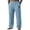 Light Blue, variant on Baggy Cotton Linen Pants For Men Elastic Waist Pleated Barrel Leg Trousers Pull On Loose Fit Straight Leg Pants Small Leather Patch Decor Lightweight Casual Trousers With Side Hand Pockets