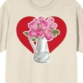 thumbnail image 2 of Valentine's Day Bouquet Of Roses Crew Neck Short Sleeve Women's Natural T-shirt-Small, 2 of 3