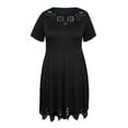 thumbnail image 6 of Gvmfive Plus Size Women Casual Dress Hollow Short Sleeve Skater Midi Dress, 6 of 8