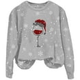 thumbnail image 4 of Chandail Décontracté Sans Capuche pour Femme, Automne Hiver, Flocon de Neige de Noël, Verre Rouge Imprimé, Col Rond, Manches Longues, 4 of 4
