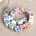thumbnail image 2 of U8MO 10pcs 10mm Cube Flower Patterns Ceramic Porcelain Loose Beads for Jewelry Making-24# Purple, 2 of 8
