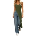 thumbnail image 2 of IUYRTFE Women's Square Neck Sleeveless Asymmetrical Hem Long Tank Top Slim Fit Casual Summer Tunic, 2 of 7