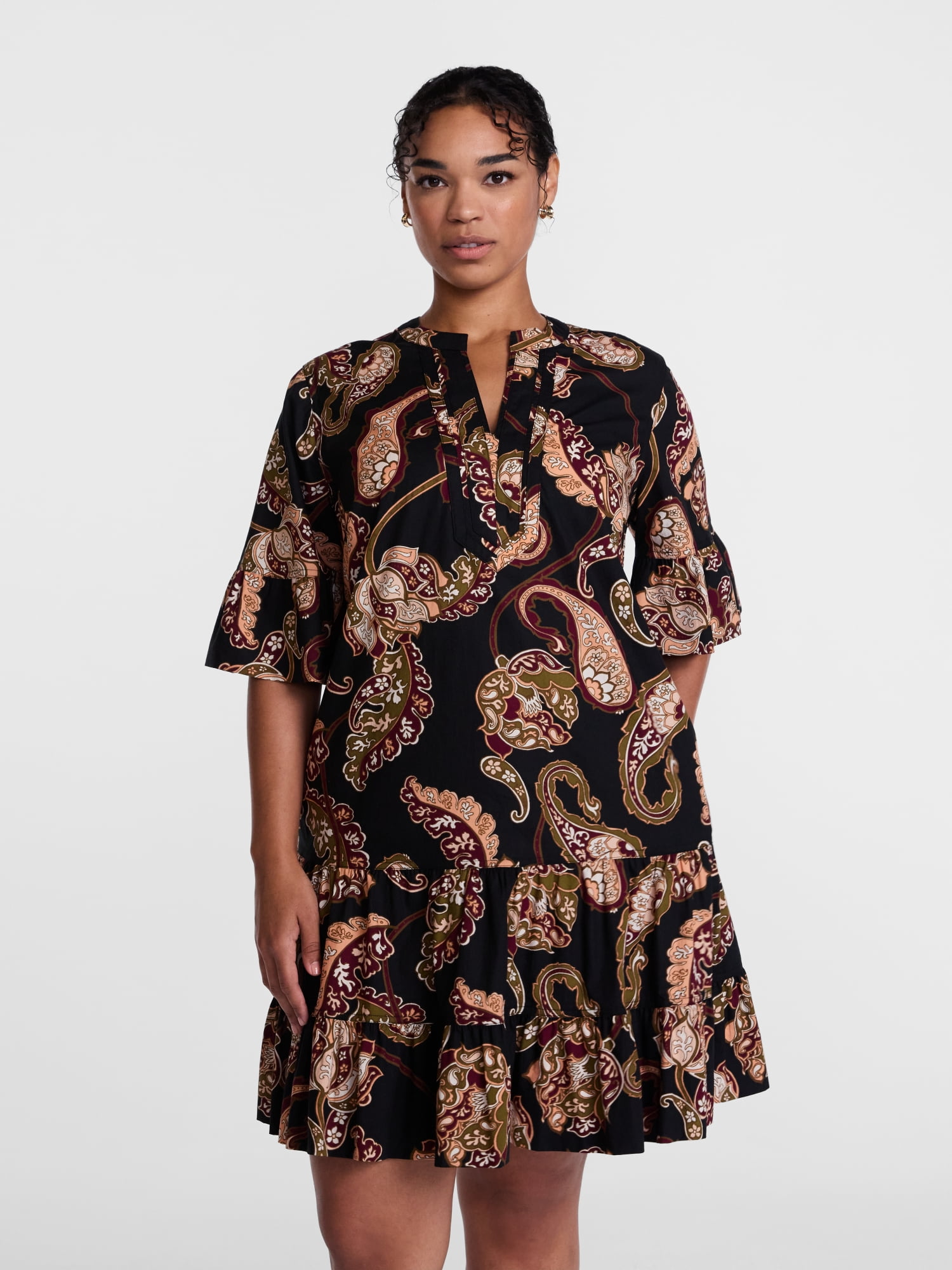 Scenario Women's and Women's Plus V Neck Mini Dress with Flutter Sleeves, Sizes XS-4X
