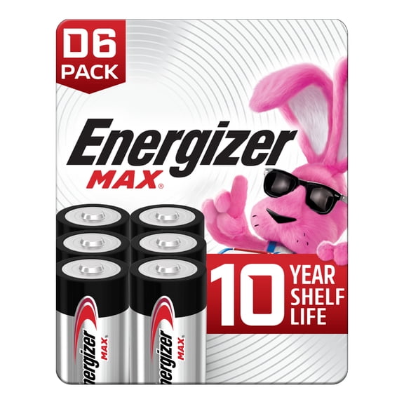 Energizer MAX D Batteries (6 Pack), D Cell Alkaline Batteries