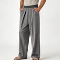 thumbnail image 5 of SAWOBUUN Mens Wide Leg Pleated Dress Pants Elastic Waist Loose Fit Trousers Comfortable Business Casual Pants, 5 of 5