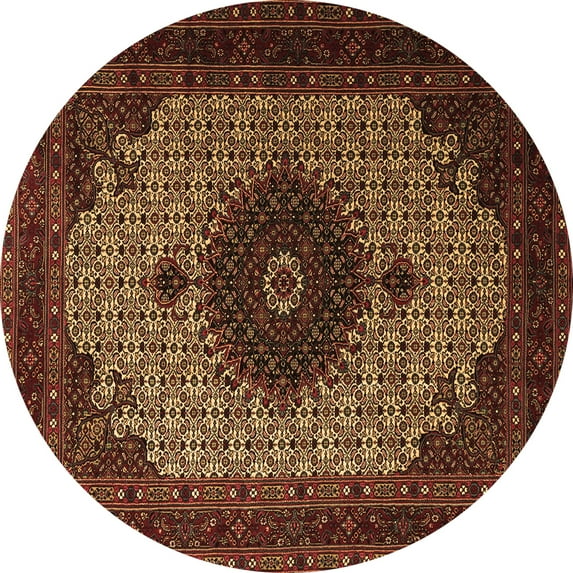 Ahgly Company Indoor Round Medallion Brown Traditional Area Rugs, 8' Round
