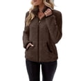 thumbnail image 3 of GigrtiJin Long Sleeve Coats for Women Winter Fuzzy Collared Coats Zip up Casual Warm Soft Outdoor Coats with Pockets, 3 of 6