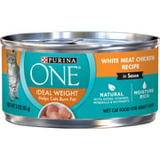 Angle View: (24 Pack) Purina ONE Natural Weight Control Wet Cat Food, Ideal Weight White Meat Chicken Recipe in Sauce, 3 oz. Pull-Top Cans