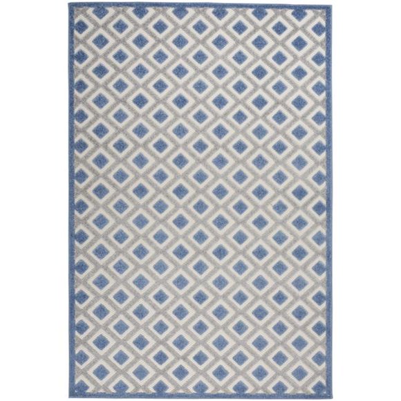 4 x 6 ft. Blue & Gray Indoor & Outdoor Area Rug