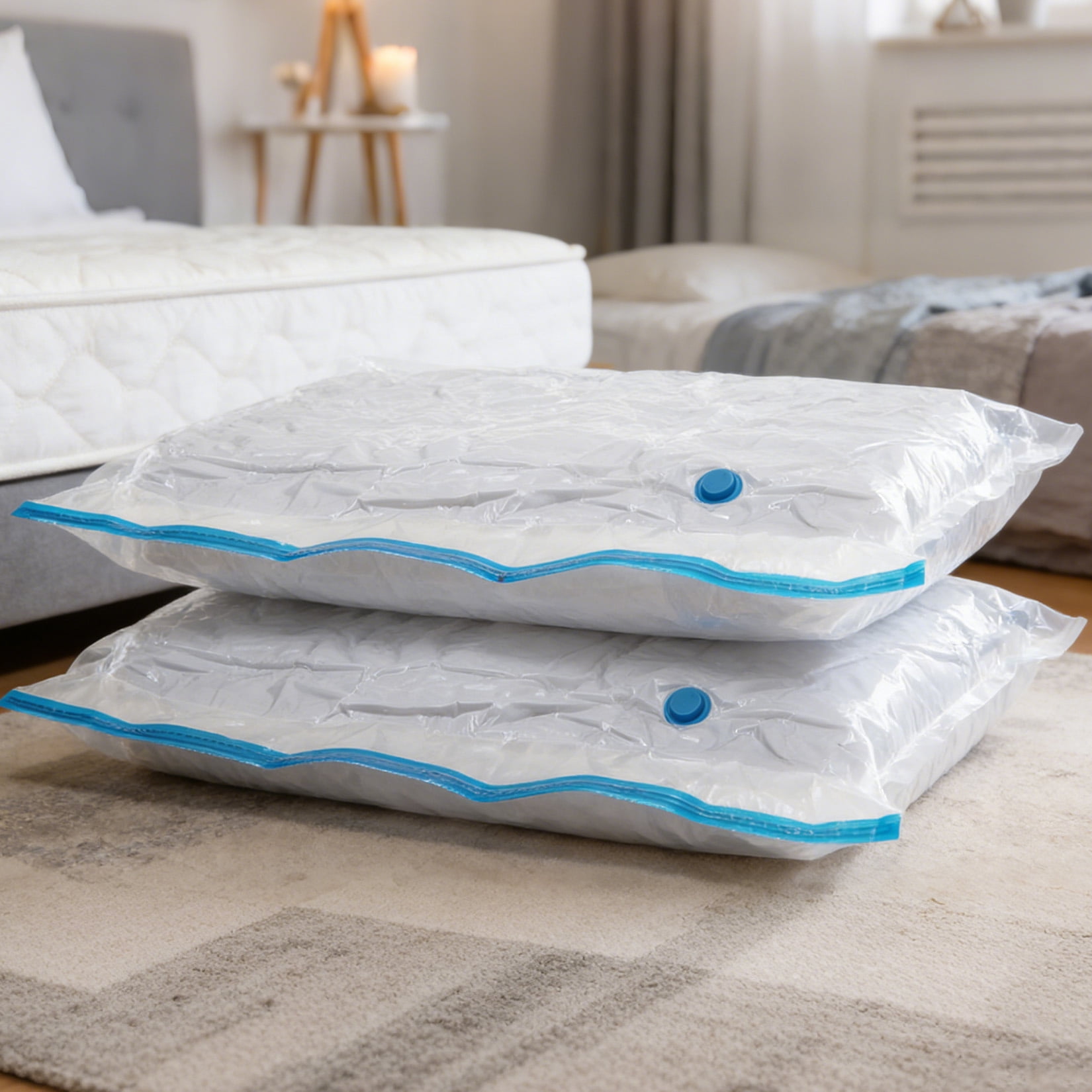9 Pack Jumbo Vacuum Storage Bags 47 x 39 Inches, Space Saver Compression Bags with Double Layer Protection & Turbo Valve, Heavy Duty Vacuum Seal Bags for Comforters, Bedding, Blankets, Plush Toys
