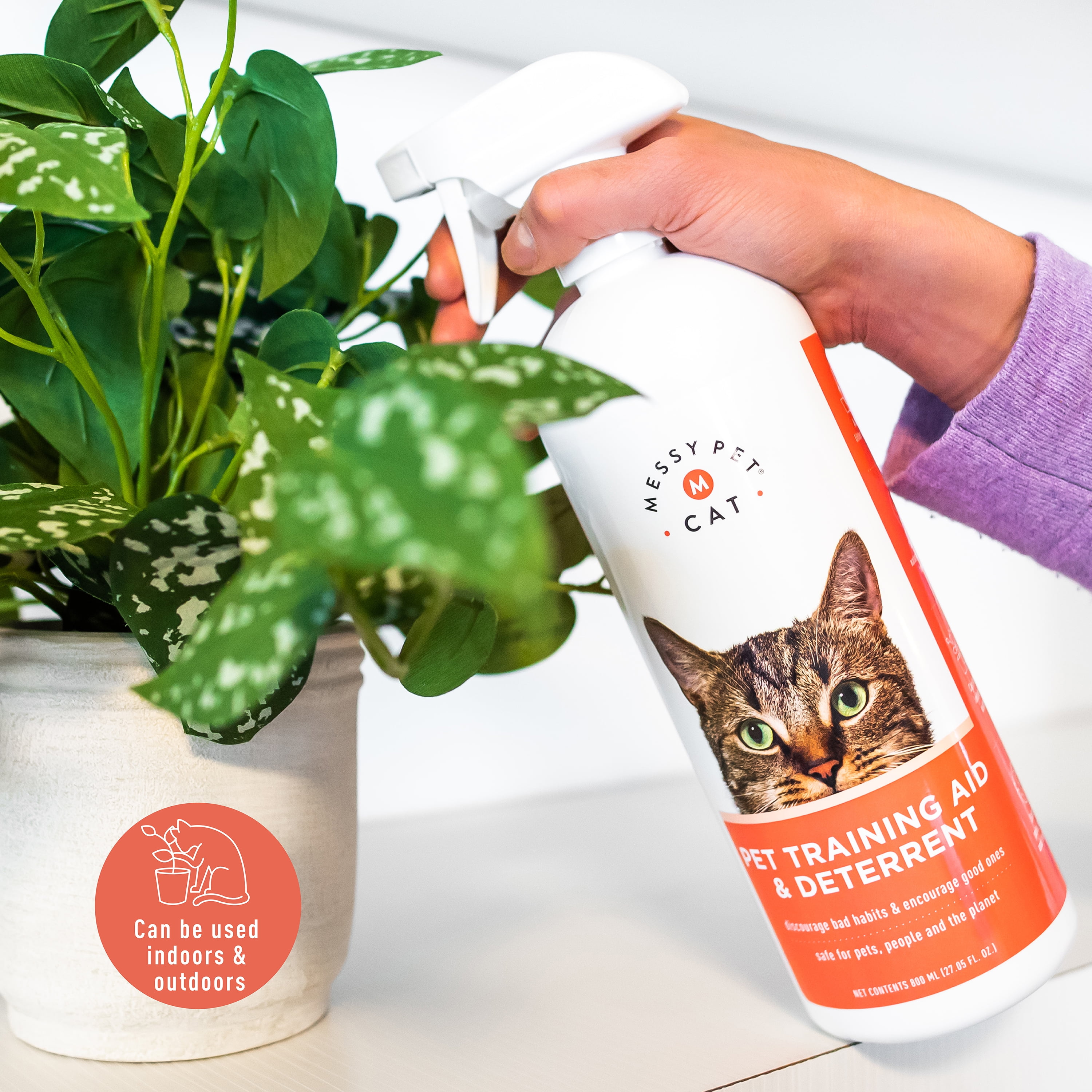 Messy Pet Training Deterrent Spray Helps Stop Scratching, Other Bad Cat Behaviors: Peeing, Marking - 27 oz