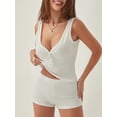 thumbnail image 3 of Biezeib Women Pajama Set, Sleeveless V-neck Camisole with Shorts Solid Sleepwear Loungewear, 3 of 6